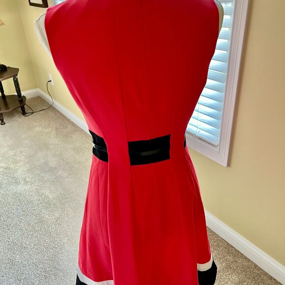 Calvin Klein Cocktail A line Belted Pink Block Dress NWT - Picture 2 of 4